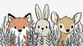 Detailed forest animals mural wallpaper design pattern with woodland creatures by Kids-Mundo