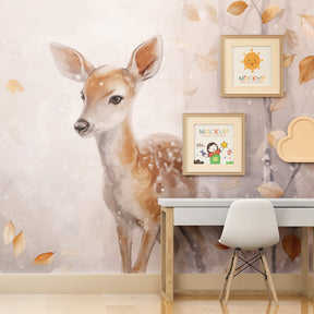 Peaceful deer woodland wallpaper transforming children's bedroom with natural forest theme