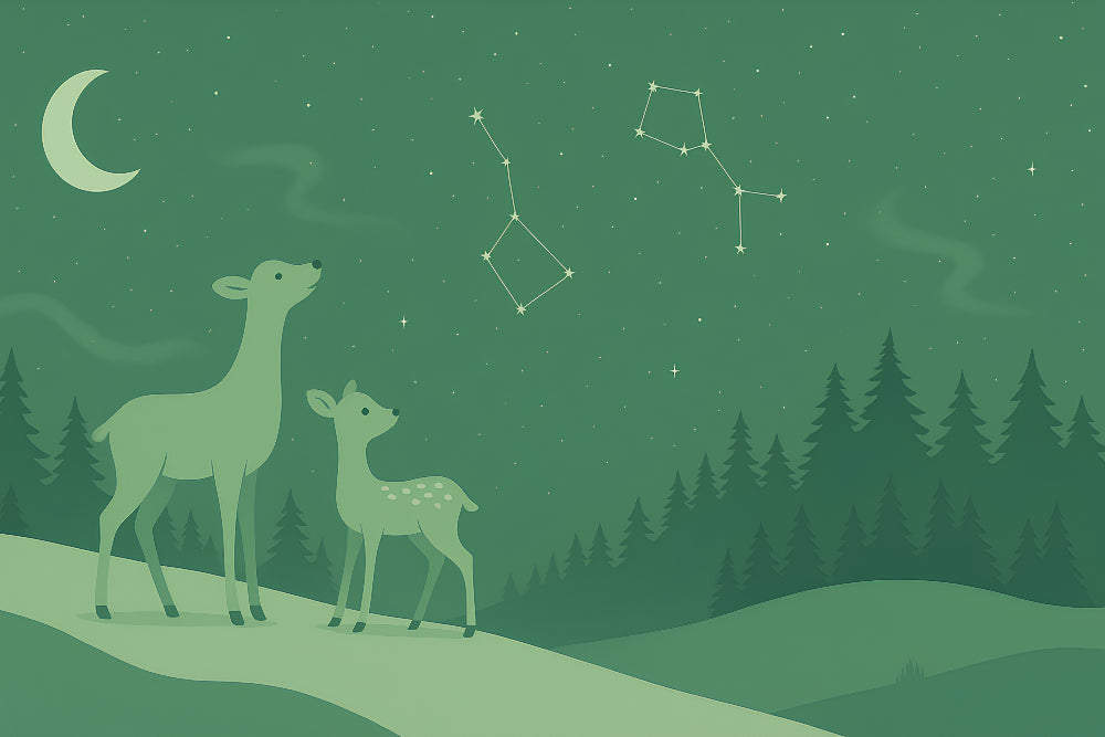 Detailed forest deer and starry night mural wallpaper design pattern by Kids-Mundo