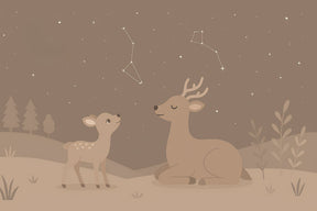 Detailed forest deer and stars mural wallpaper design pattern by Kids-Mundo