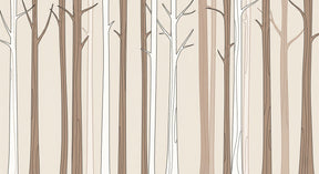 Detailed neutral forest mural wallpaper design pattern showing stylized tree trunks by Kids-Mundo