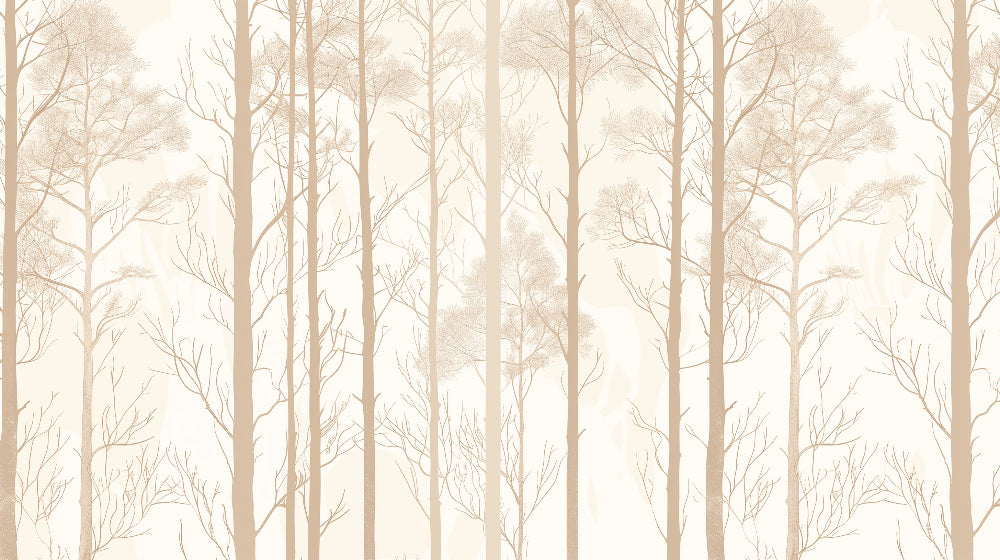 Detailed minimalist forest trees mural wallpaper design pattern by Kids-Mundo