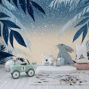 Winter woodland rabbit wallpaper transforming kids bedroom into magical forest retreat