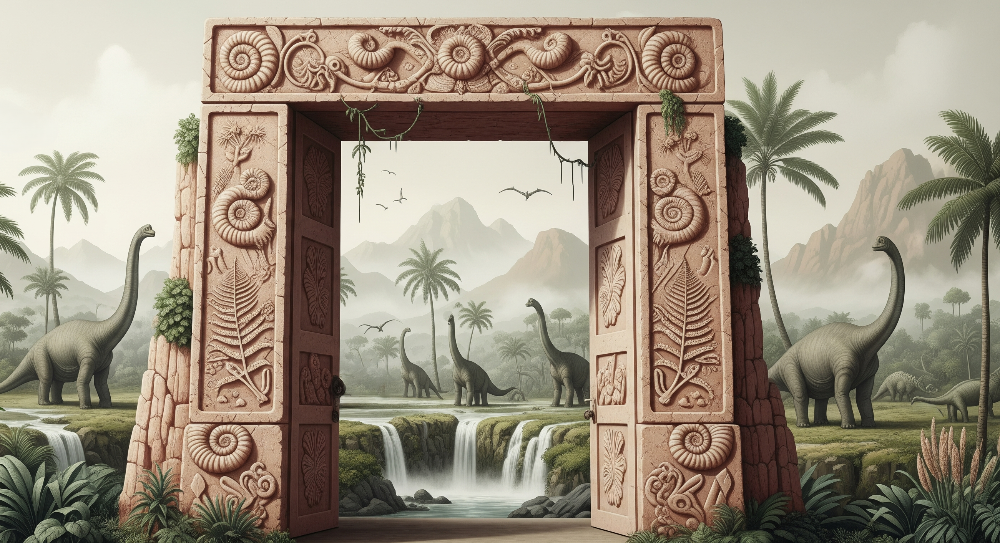 Fossil Stone Archway Dinosaur Wall Mural