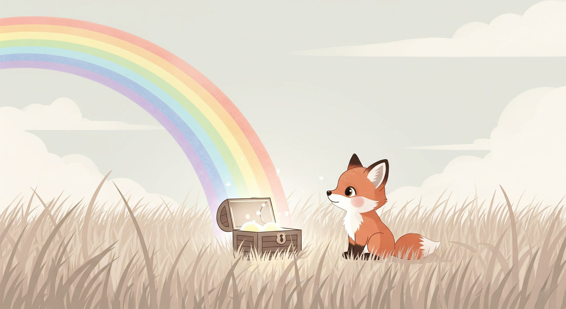 Detailed fox and rainbow treasure mural wallpaper design pattern by Kids-Mundo