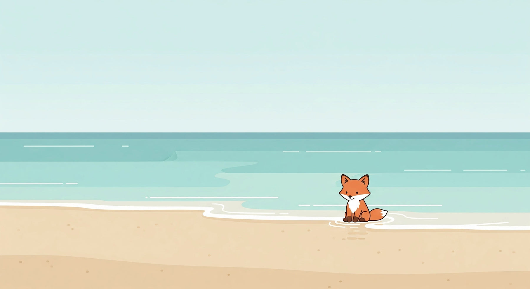 Detailed fox beach mural wallpaper design pattern showing coastal scene by Kids-Mundo