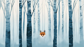 Detailed fox and blue forest mural wallpaper design pattern by Kids-Mundo