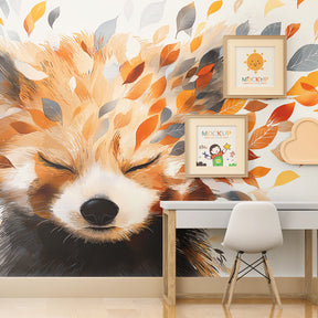 Peaceful fox wallpaper creating woodland atmosphere in children's bedroom