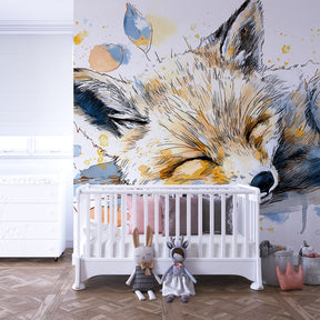 Fox and autumn leaves wallpaper transforming kids bedroom into peaceful forest retreat