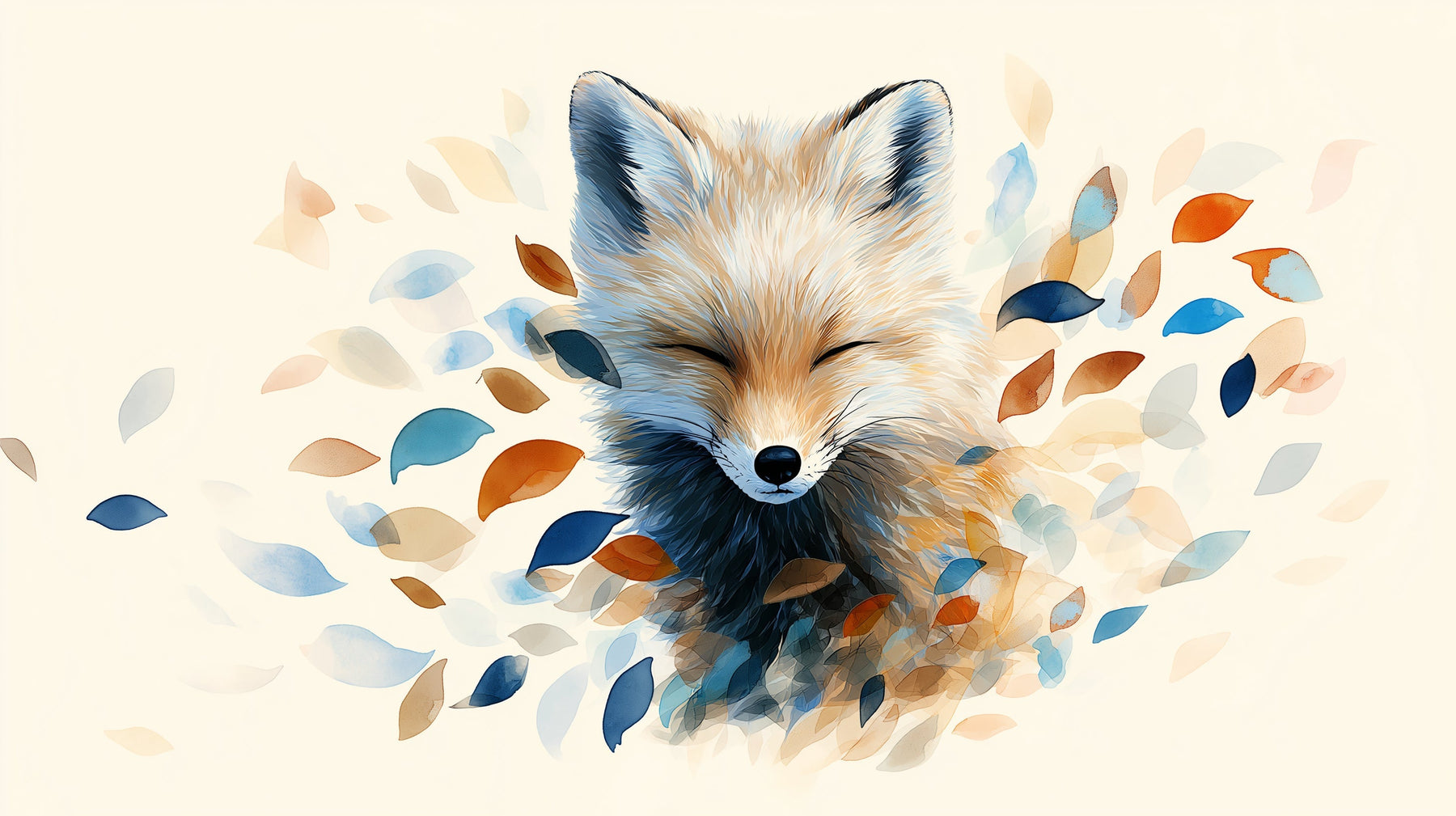 Detailed fox and dancing leaves mural wallpaper design pattern by Kids-Mundo
