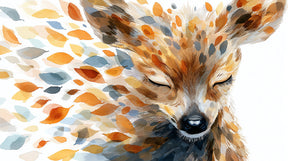 Detailed fox and autumn leaves mural wallpaper design pattern by Kids-Mundo