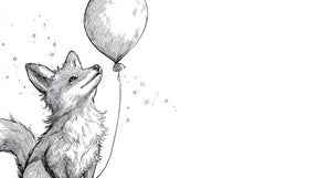Detailed fox and magical balloon mural wallpaper design pattern by Kids-Mundo