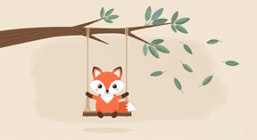 Detailed fox swing mural wallpaper design pattern with branches and leaves by Kids-Mundo