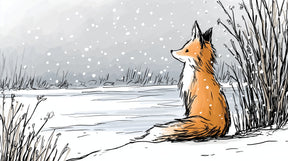 Detailed winter fox mural wallpaper design pattern showing snowy landscape by Kids-Mundo