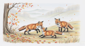Detailed fox autumn forest mural wallpaper design pattern with golden leaves by Kids-Mundo