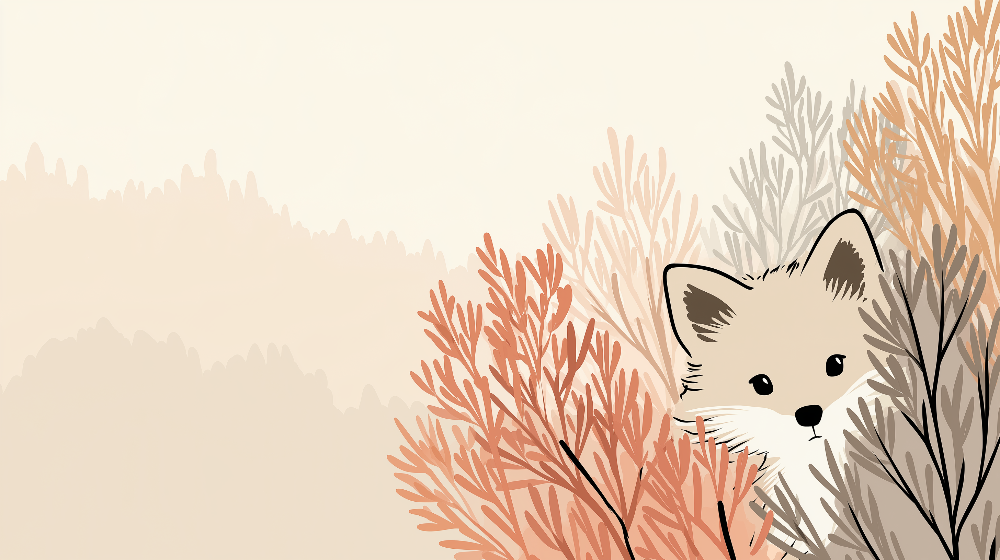 Curious Fox Peeking Through Autumn Foliage Wall Mural