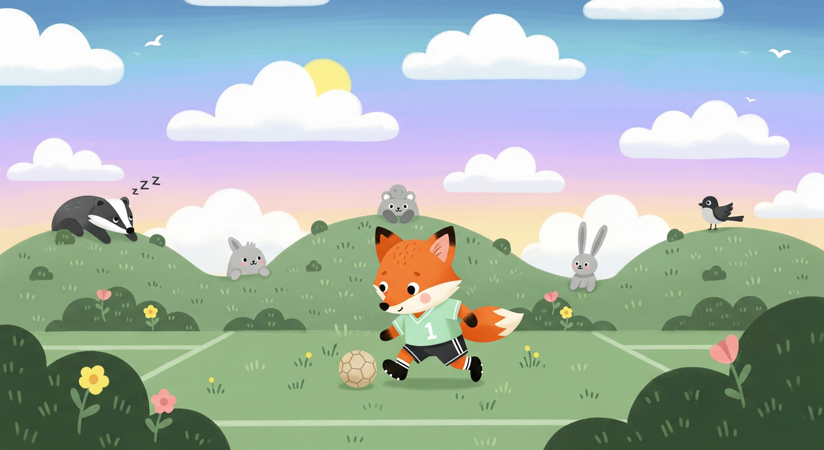 Playful Fox Playing Football Wall Mural
