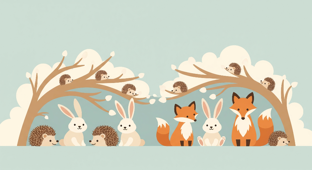 Fox and Rabbit Woodland Archway Wall Mural