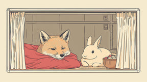 Detailed fox and rabbit friendship mural wallpaper design pattern by Kids-Mundo