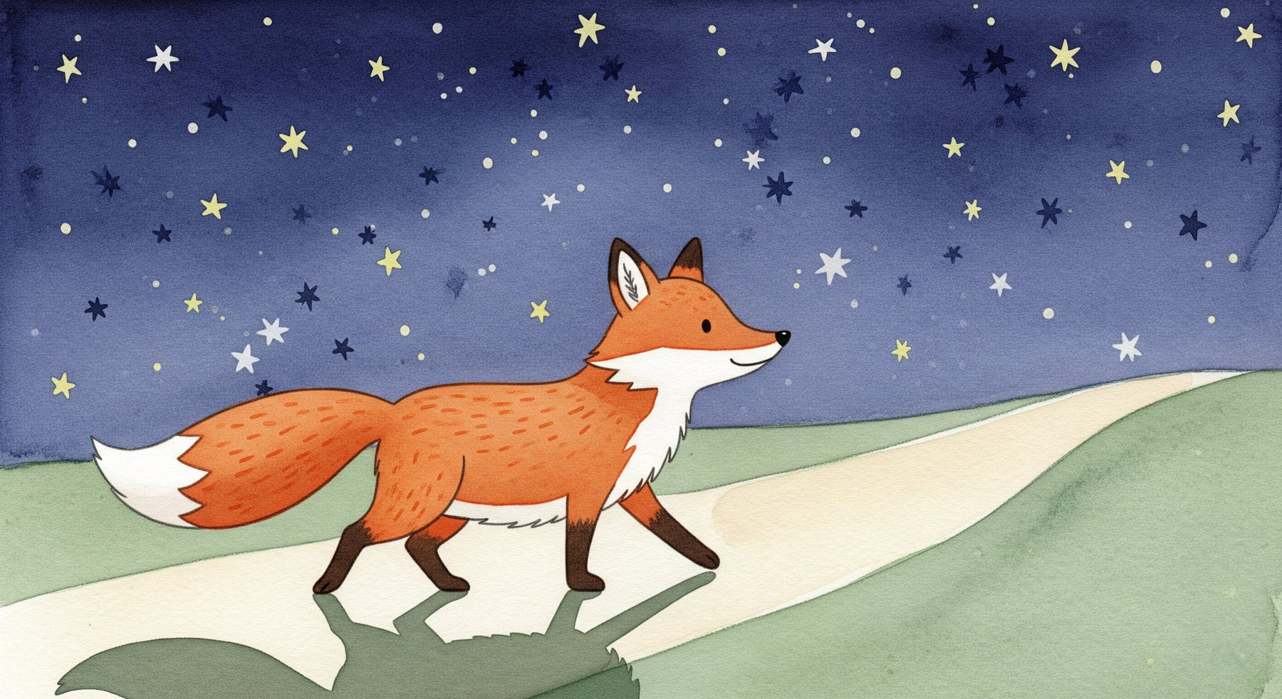 Detailed fox under stars mural wallpaper design pattern showing night forest theme by Kids-Mundo