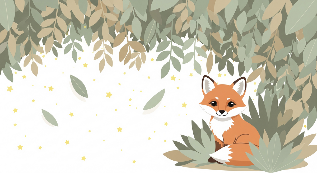 Fox Under the Leaves with Stars Wall Mural