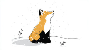 Detailed fox winter mural wallpaper design pattern showing contemplative fox in snowy landscape by Kids-Mundo