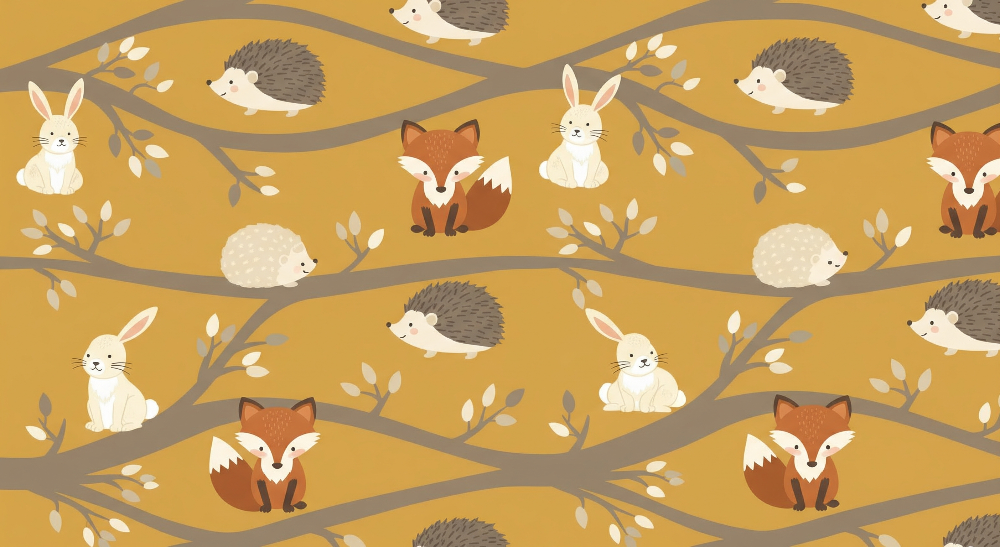 Fox and Woodland Friends Wall Mural