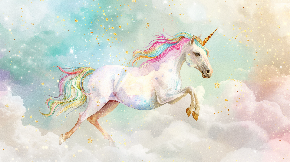 Galloping Rainbow Unicorn Wall Mural