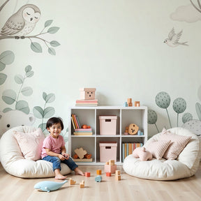 Gentle animals mural wallpaper with polar bear and seal in peaceful nursery setting by Kids-Mundo