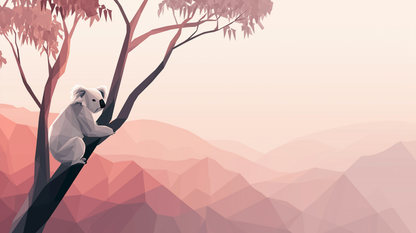 Kids-Mundo geometric koala and dusty pink mountain wall mural artwork shown in full