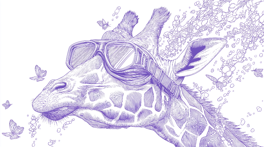 Giraffe with Diving Goggles Wall Mural