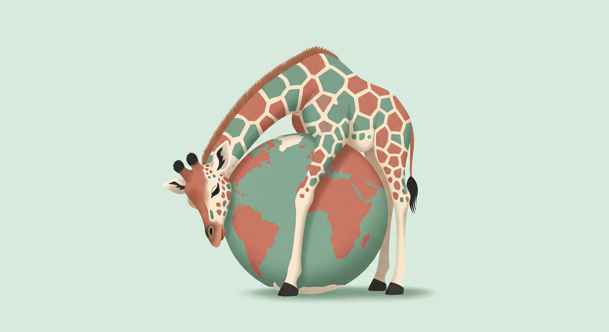 Giraffe and Globe World Map Wall Mural