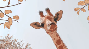 Detailed giraffe mural wallpaper design pattern showing safari animal artwork by Kids-Mundo