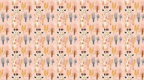 Detailed giraffe safari mural wallpaper design pattern with pastel background by Kids-Mundo