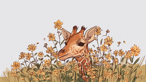 Detailed golden giraffe floral mural wallpaper design pattern by Kids-Mundo