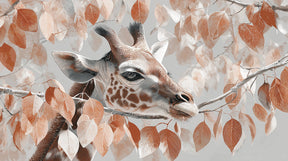 Detailed giraffe with autumn leaves mural wallpaper design pattern by Kids-Mundo