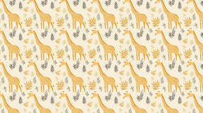 Detailed giraffe botanical mural wallpaper design pattern with foliage by Kids-Mundo