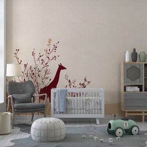 Safari giraffe wallpaper creating peaceful atmosphere in children's bedroom decor