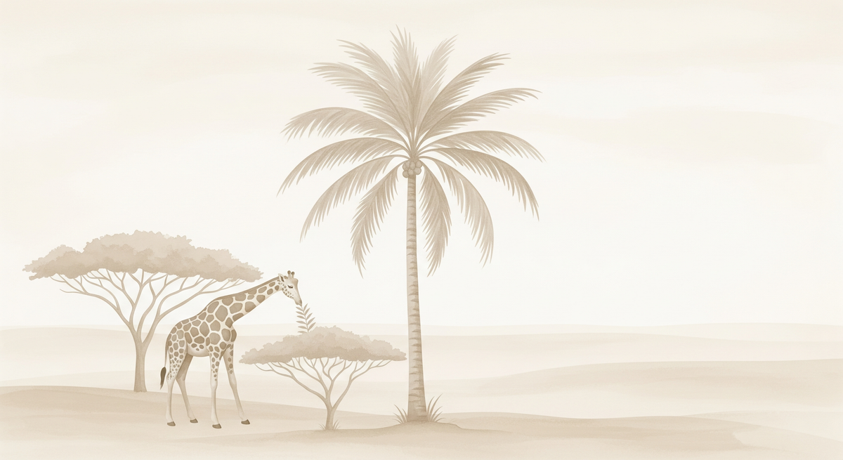 Giraffe and Palm Tree Safari Wall Mural