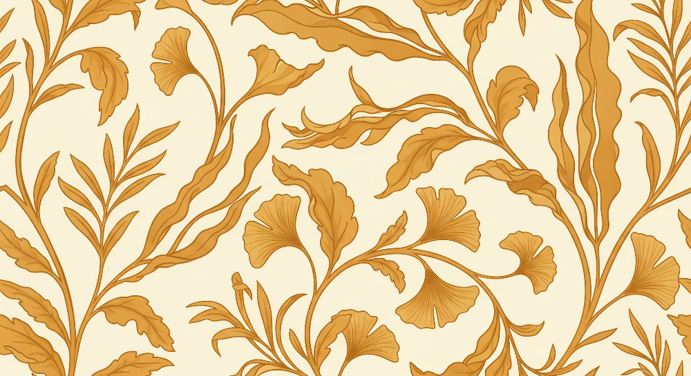 Golden Ginkgo Leaf Vine Wall Mural