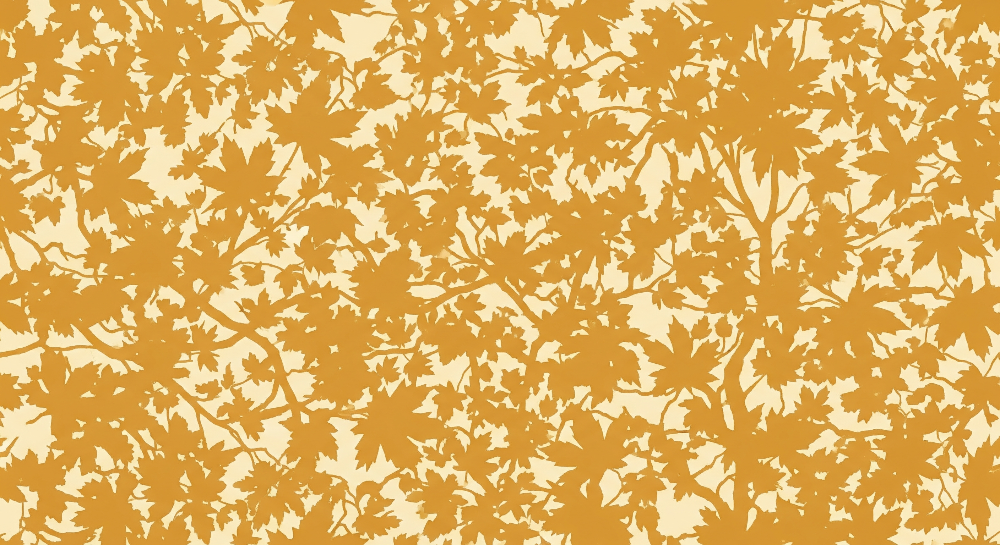 Kids-Mundo golden maple leaf pattern on cream, flat artwork for wall mural printing