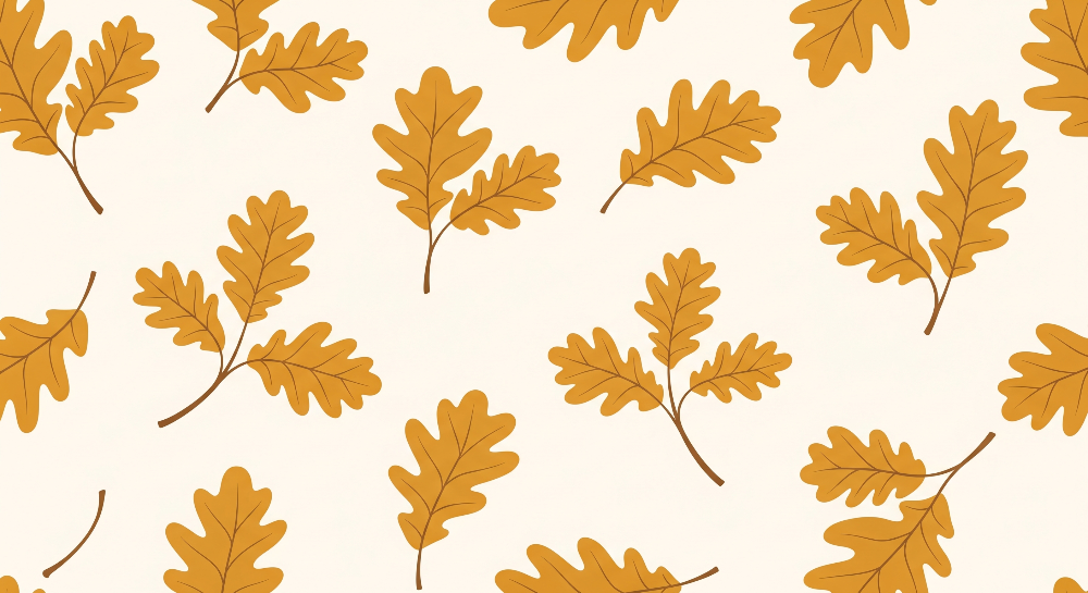 Golden Oak Leaves on Cream Wall Mural