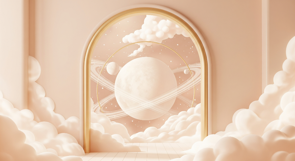 Golden Arch Ringed Planet Wall Mural