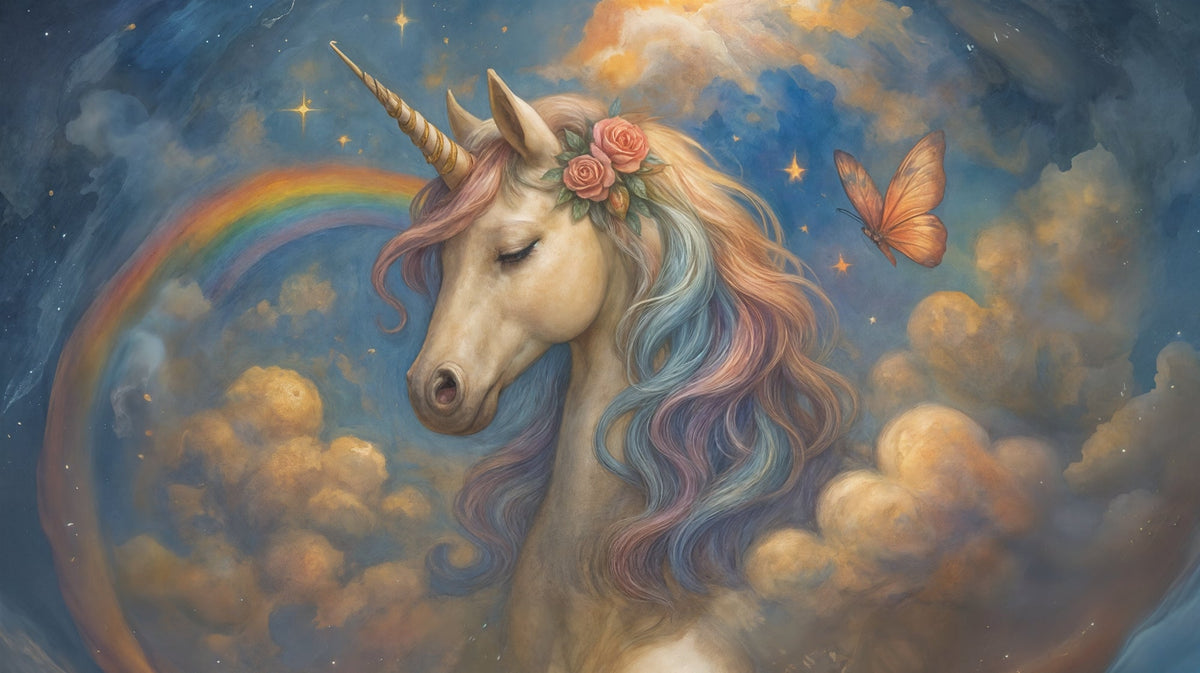 Golden Sky Unicorn Fantasy Wall Mural