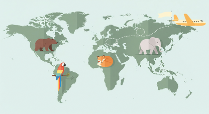 Flat artwork of the Kids-Mundo green world map mural with bear, fox, elephant and aeroplane