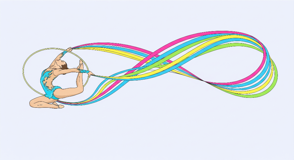 Rhythmic Gymnast Rainbow Ribbon Wall Mural