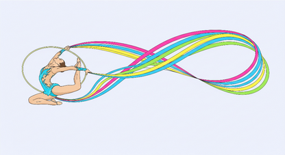 Flat artwork preview of the Kids-Mundo rhythmic gymnast rainbow ribbon wall mural