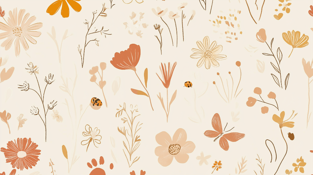 Hand-Drawn Wildflower Wall Mural