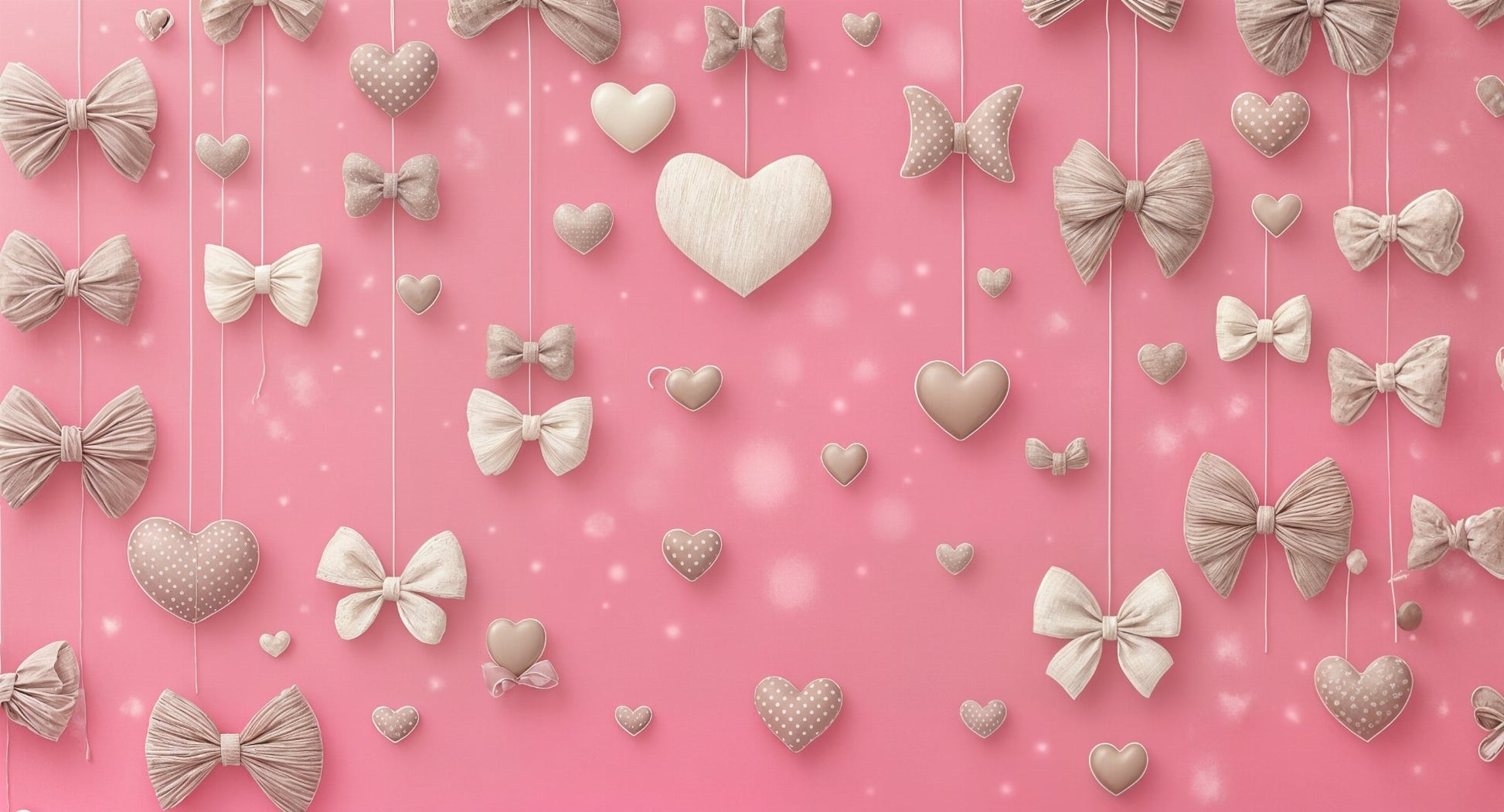 Kids-Mundo flat artwork preview of the pink bows and hearts wall mural design.