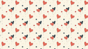Detailed heart balloon and stars mural wallpaper design pattern by Kids-Mundo